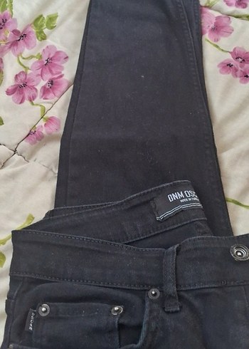 Düğmeli Siyah Loose Fit erkek  Kot Pantolon - Görsel 2