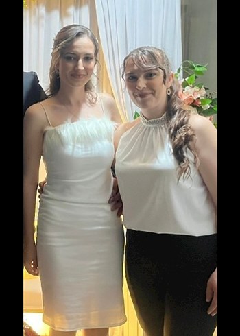 Straplez Beyaz mini elbise - Görsel 2