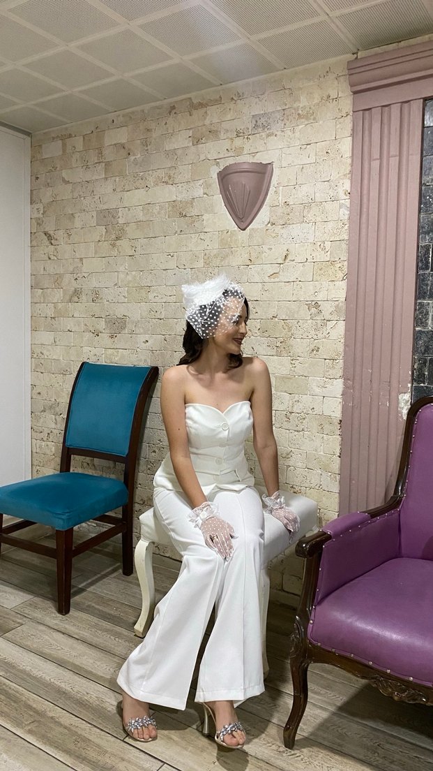 Beyaz Transparan Straplez Kadın alt üst takım - Görsel 3