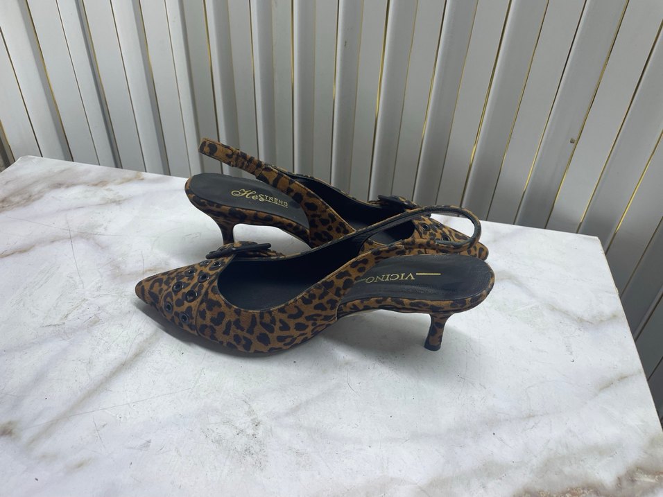 Kahverengi Leopar Desenli Süet Stiletto - Görsel 2