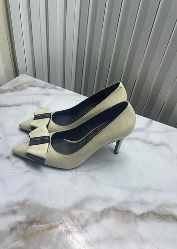 Bej Tokalı İnce Topuklu Kadın Stiletto - Görsel 2