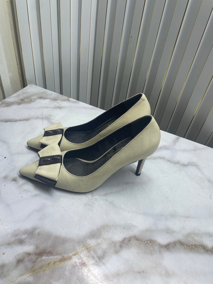 Bej Tokalı İnce Topuklu Kadın Stiletto - Görsel 2