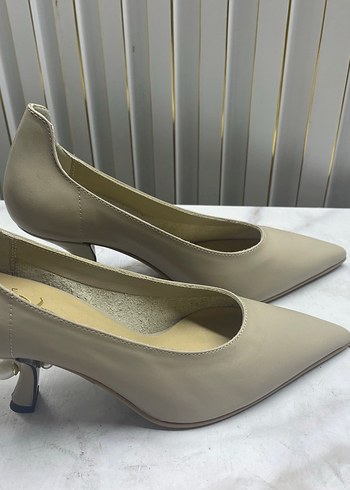 Bej Stiletto Topuklu Kadın Ayakkabı - Görsel 2