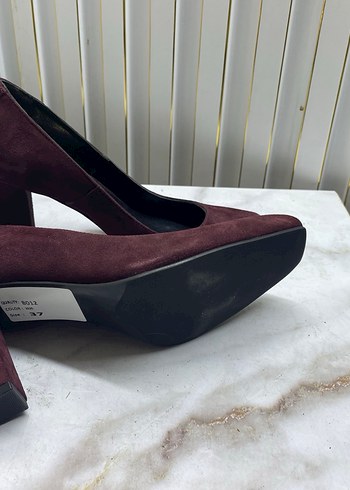 Bordo Süet Kadın Topuklu Ayakkabı - Görsel 3
