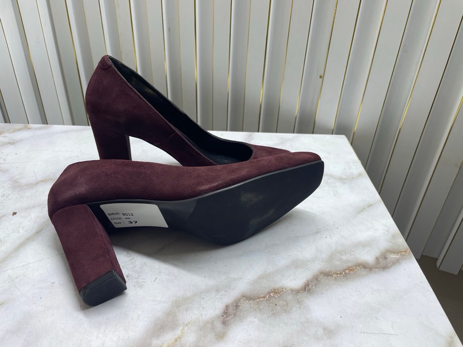 Bordo Süet Kadın Topuklu Ayakkabı - Görsel 3