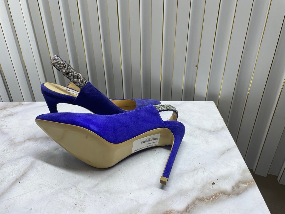 Mavi Süet Yılan Desenli Stiletto Topuklu - Görsel 3