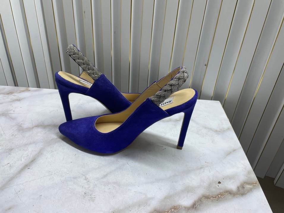 Mavi Süet Yılan Desenli Stiletto Topuklu - Görsel 2