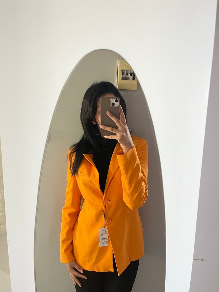 Sarı Düğmeli Kadın Blazer Ceket - Görsel 3