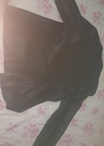 Düğmeli Siyah Deri Kadın Ceket - Görsel 2