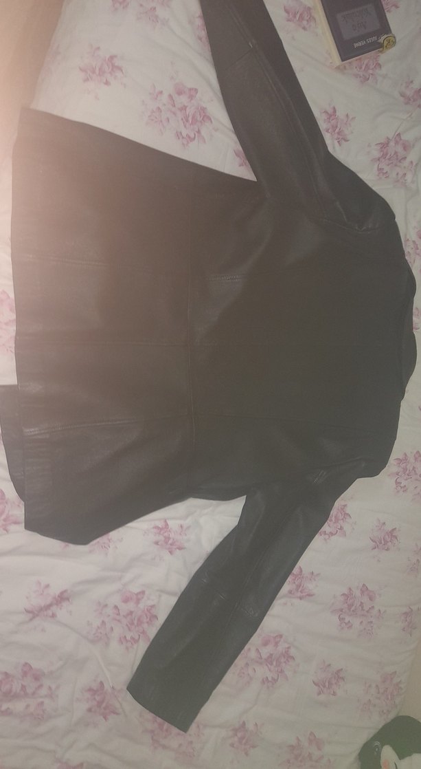 Düğmeli Siyah Deri Kadın Ceket - Görsel 2