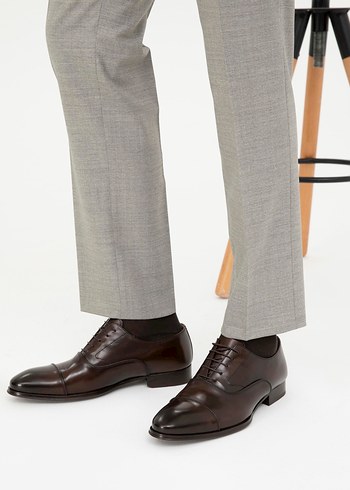 Cacharel Kahverengi Kösele Taban %100 Deri Klasik Ayakkabı - Görsel 4