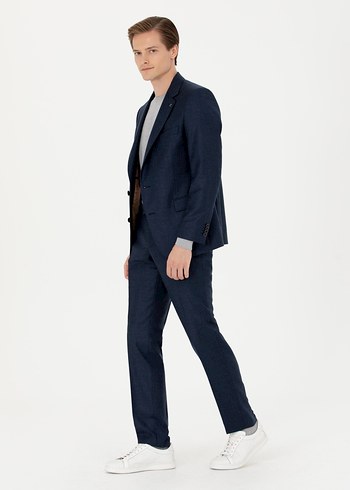 Cacharel Lacivert Slim Fit Yün Takım Elbise - Görsel 2