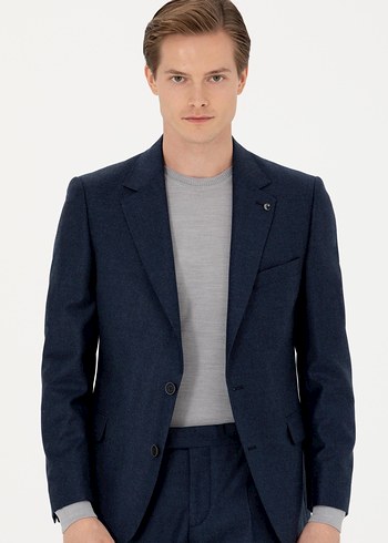 Cacharel Lacivert Slim Fit Yün Takım Elbise - Görsel 3