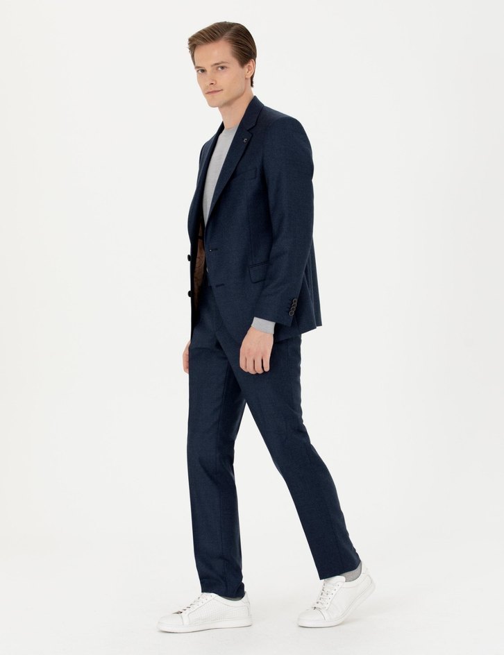 Cacharel Lacivert Slim Fit Yün Takım Elbise - Görsel 2