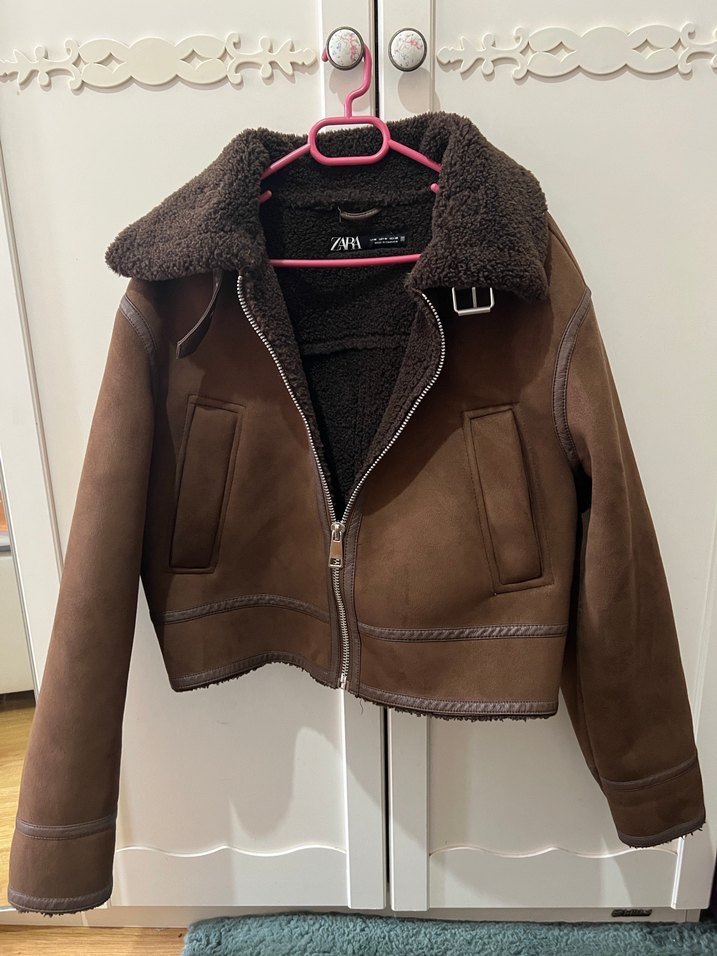 Kahverengi Kürklü Deri Kadın Ceket - Görsel 3