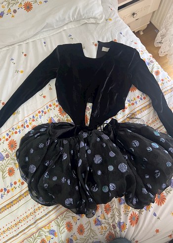 Uzun Kollu Straplez Mini Siyah Pileli Elbise - Görsel 2