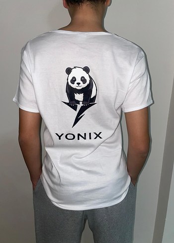 YONIX Baskılı Beyaz Erkek Tişört - Görsel 3