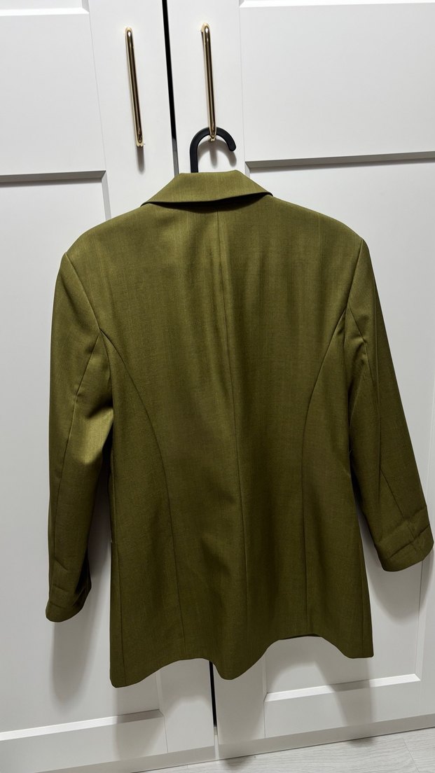 Kadın Haki Düğmeli Blazer Ceket - Görsel 2