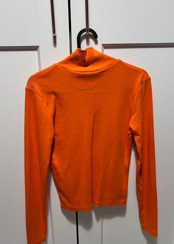 Turuncu Fermuarlı Yarım Boğazlı Kadın Kazak - Görsel 2