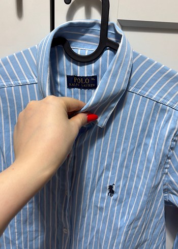 Kadın Mavi Çizgili Uzun Kollu Gömlek - Görsel 3