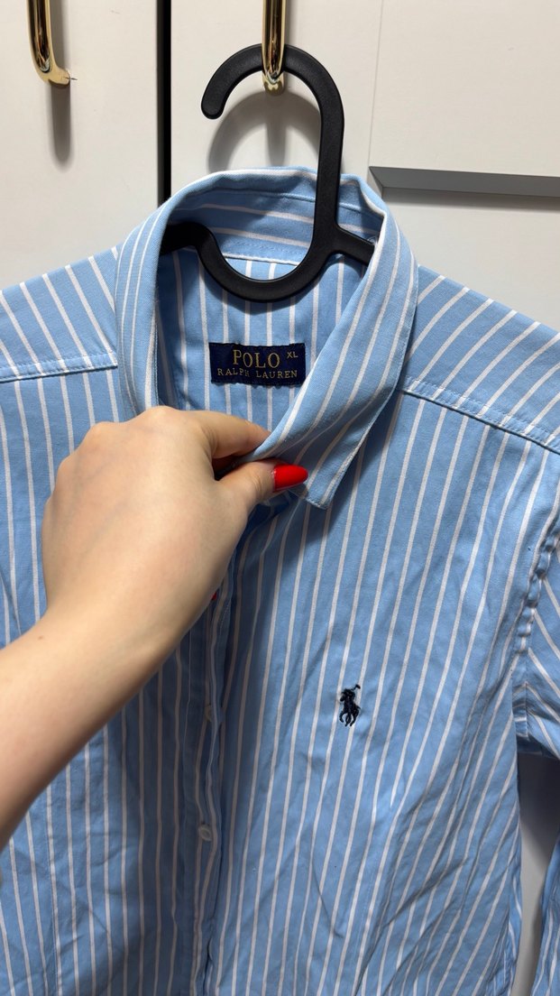 Kadın Mavi Çizgili Uzun Kollu Gömlek - Görsel 3