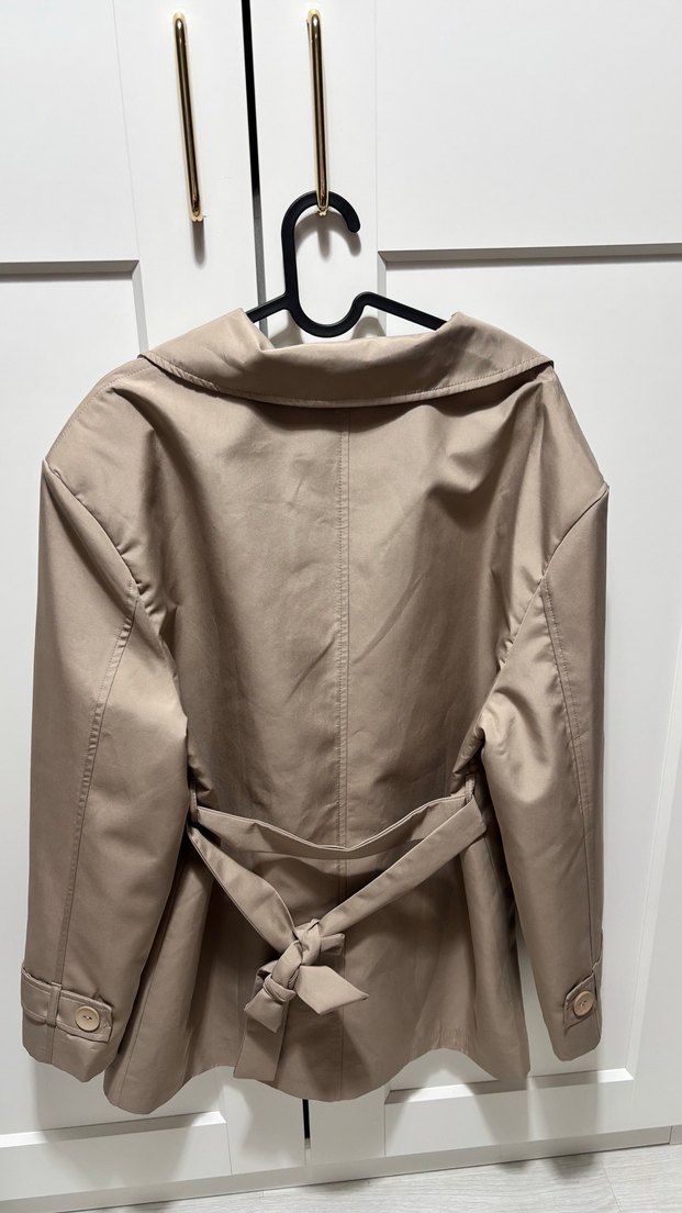 Bej Kadın Trençkot, Düğmeli, Midi Boy - Görsel 2