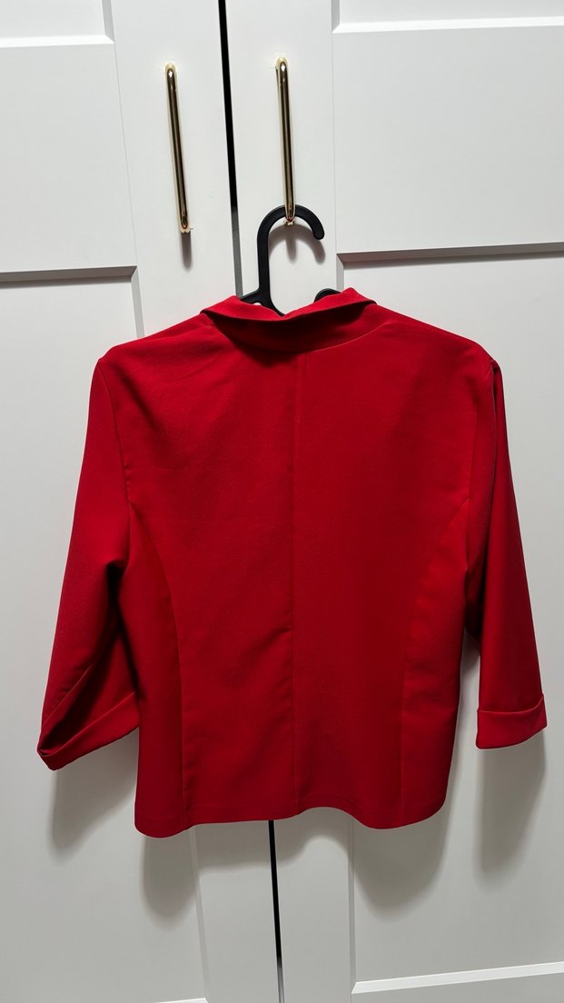 Kırmızı İnce Şifon Ceket - Görsel 2