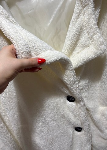 Düğmeli Beyaz Midi Kadın Kürk - Görsel 3