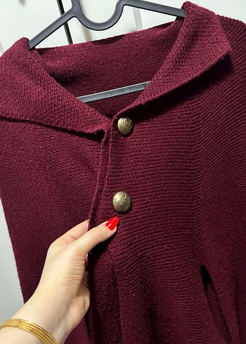 Bordo Örgü Midi Panço - Görsel 3