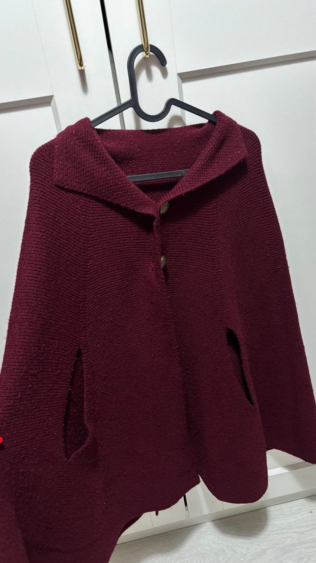 Bordo Örgü Midi Panço - Görsel 2