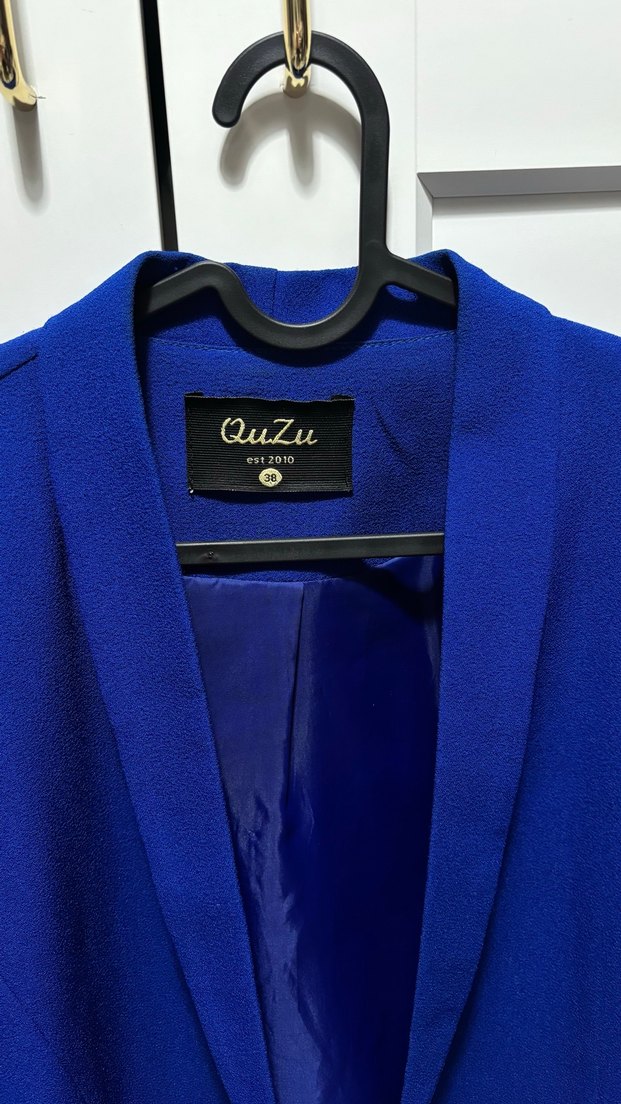 Saks Mavisi Kolu Büzgü Detaylı Blazer Ceket - Görsel 5