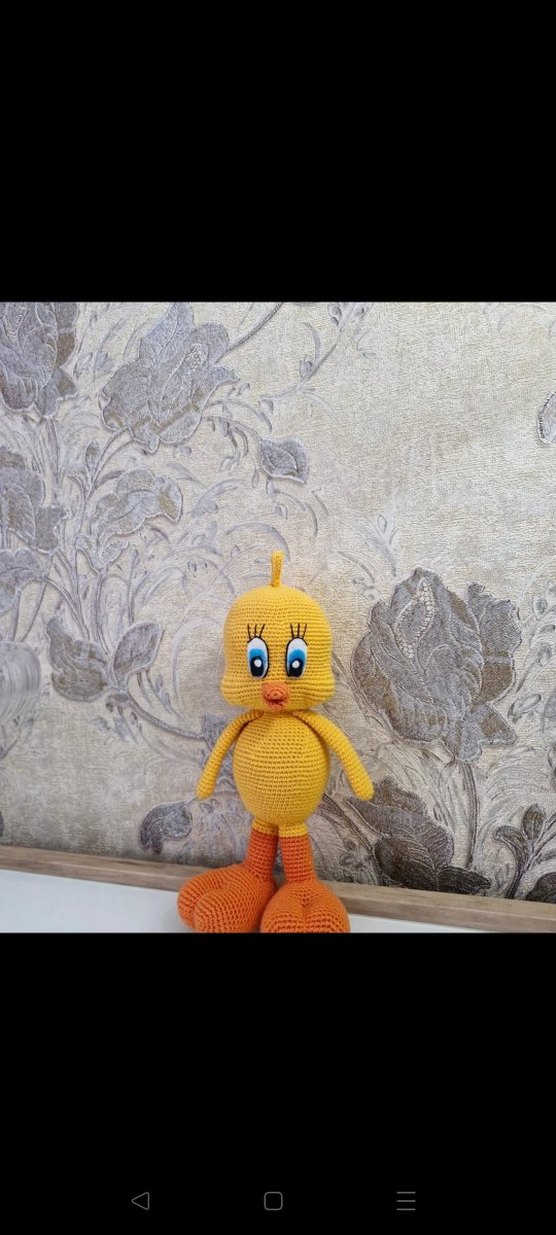 Renkli Sarı Örme Peluş Oyuncak - Görsel 2