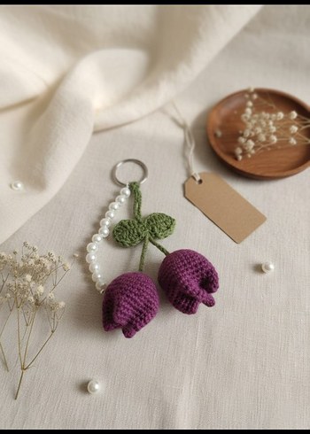 Mor Püsküllü Bohem Anahtarlık - Görsel 2