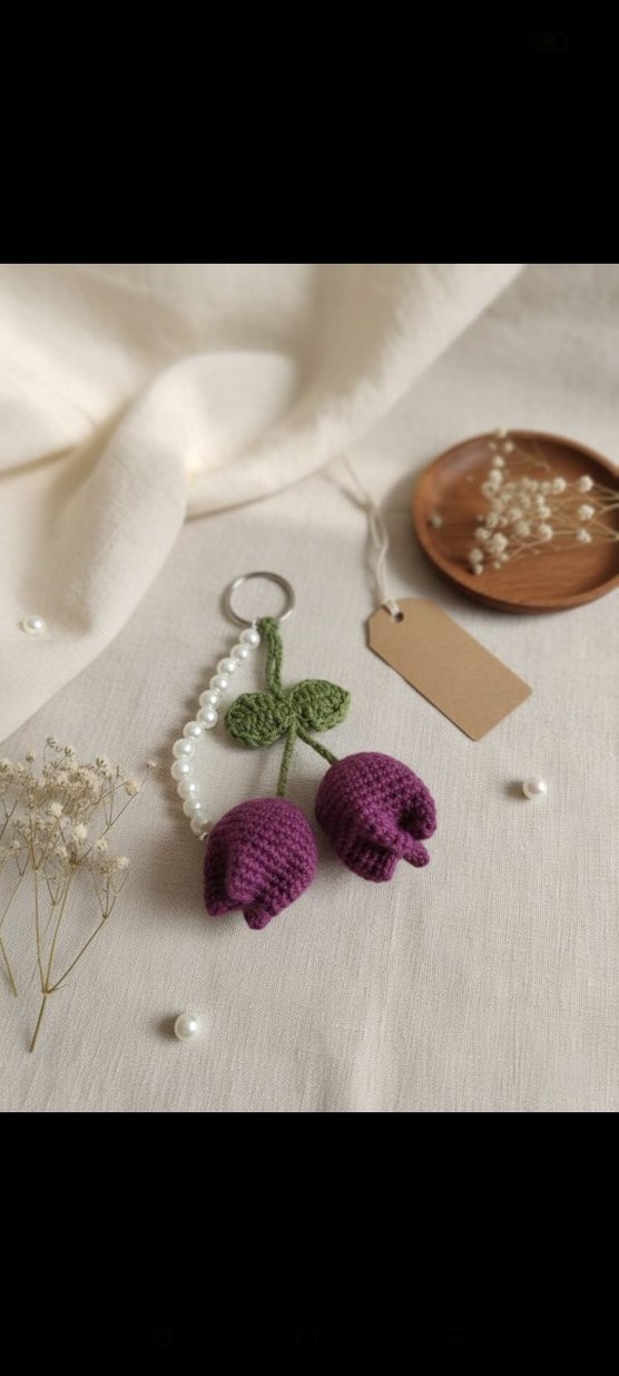 Mor Püsküllü Bohem Anahtarlık - Görsel 2