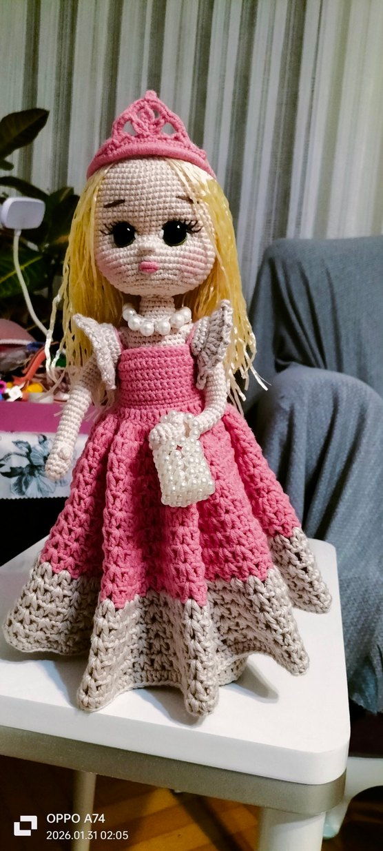 Pembe El Örgüsü Prenses Bebek - Görsel 3