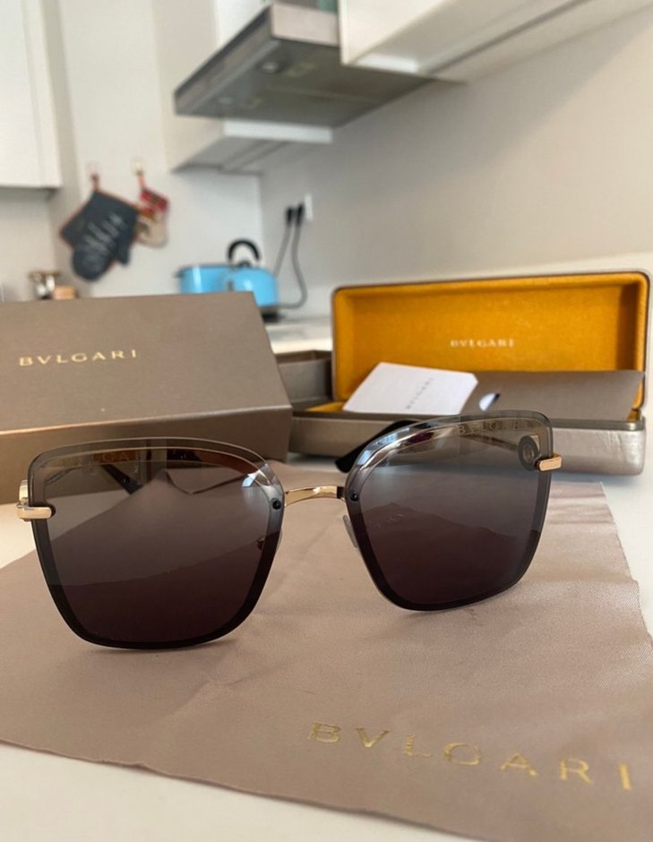 Bvlgari Minimalist Transparan Gri Kahverengi Kadın Gözlük. - Görsel 3