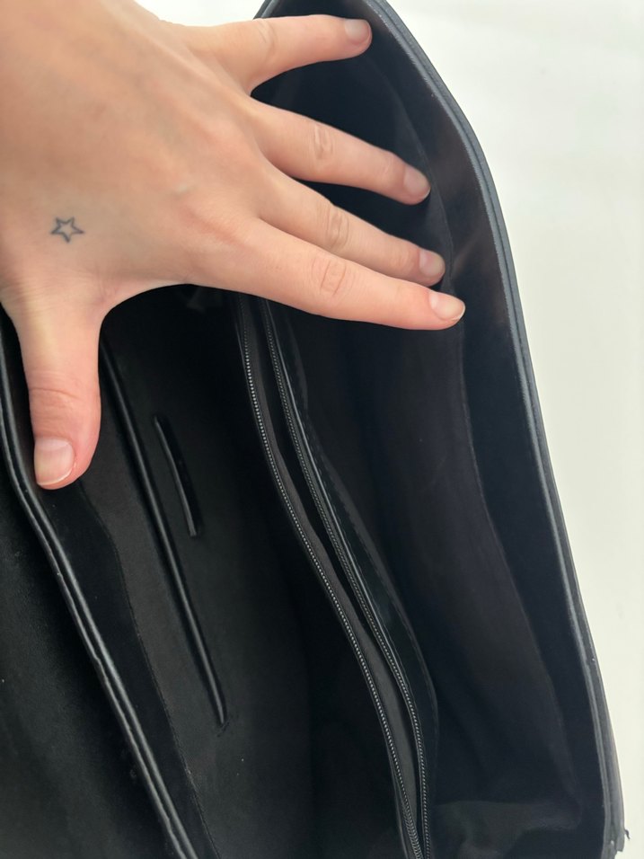 Modern Klasik Siyah Deri Kadın Çanta - Görsel 4