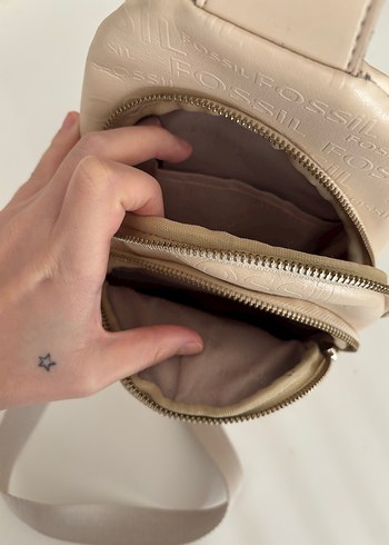 Bej Baskılı Kadın Deri Çapraz Çanta - Görsel 2