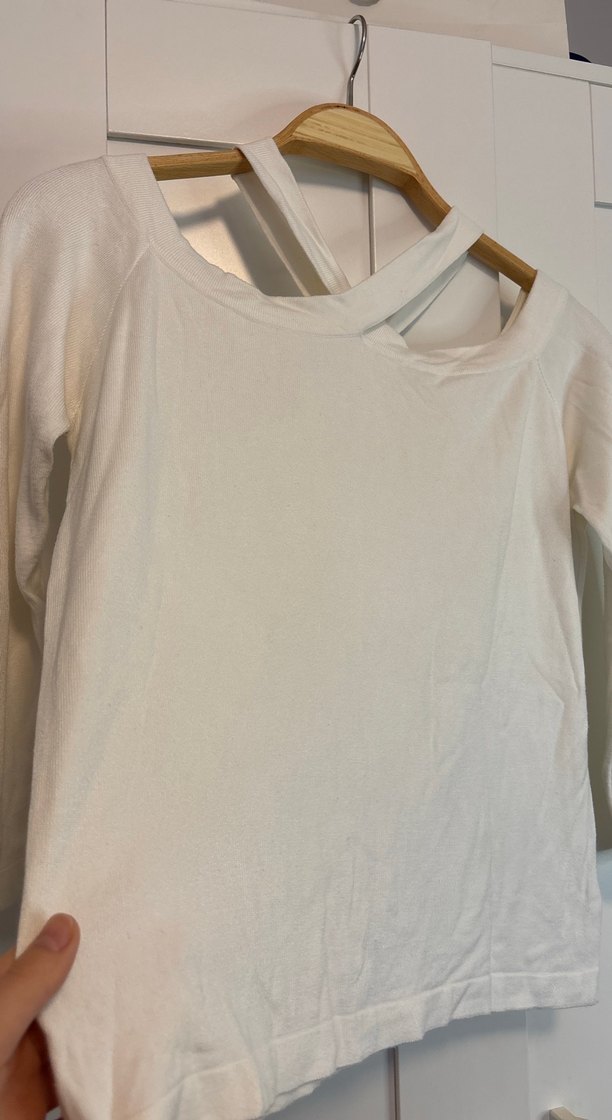 Kadın Beyaz Uzun Kollu Keten Bluz - Görsel 3