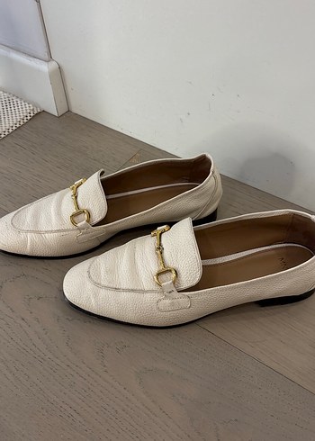 Beyaz Deri Tokalı Kadın Loafer - Görsel 3