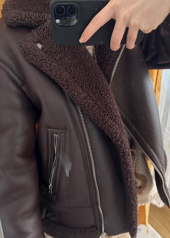 Kahverengi Kürklü Deri Kadın Mont - Görsel 2