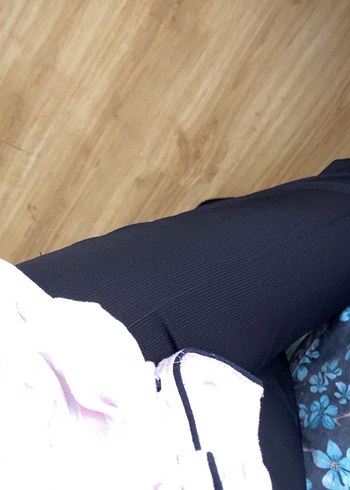 Siyah düşük bel kumaş pantolon - Görsel 2