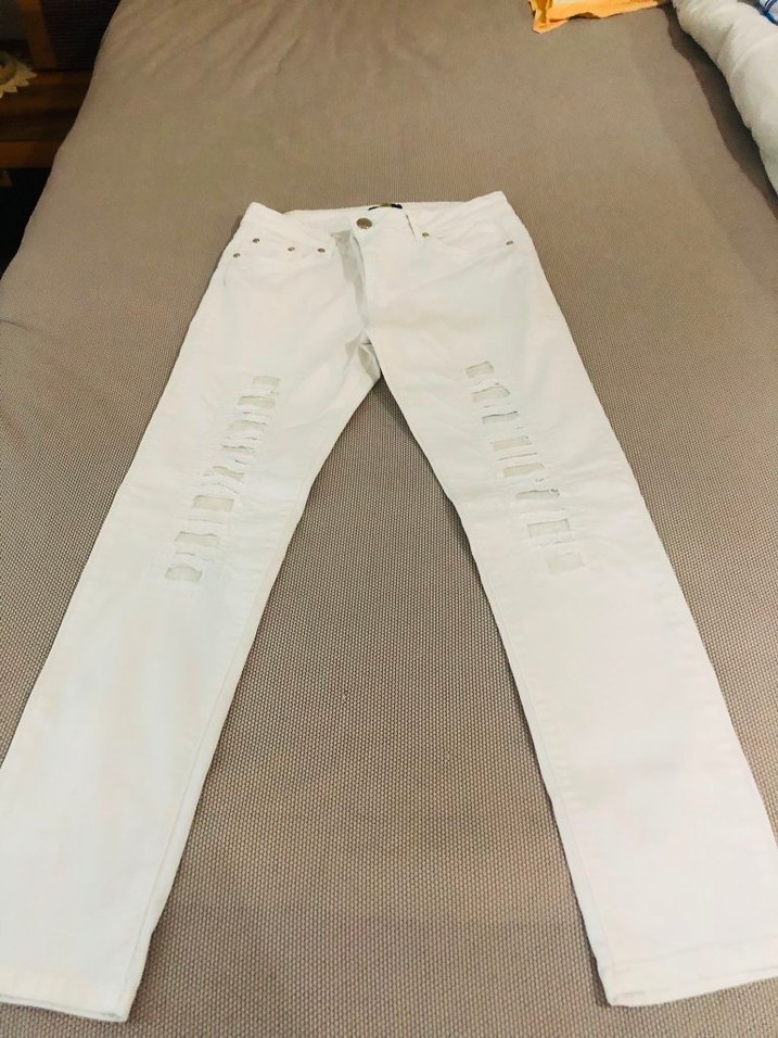 Beyaz Düz Kesim Jean Pantolon — görsel 7/13