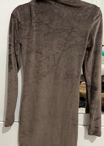 Gri Süet Midi Elbise - Görsel 2