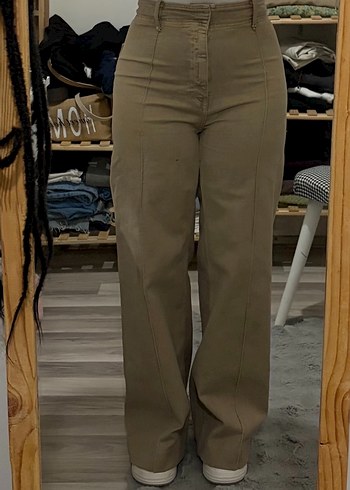Bej Midi Kadın Pantolon Rahat Kesim - Görsel 2