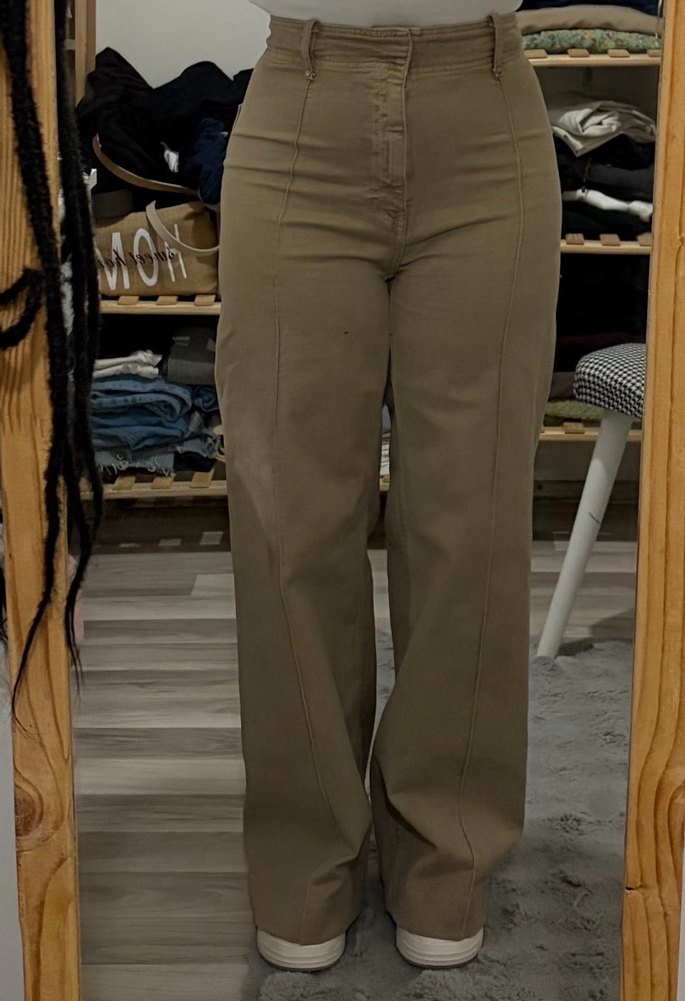 Bej Midi Kadın Pantolon Rahat Kesim - Görsel 2