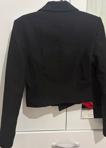 Kadın Siyah Kısa Kesim Düğmeli Blazer Ceket - Görsel 2