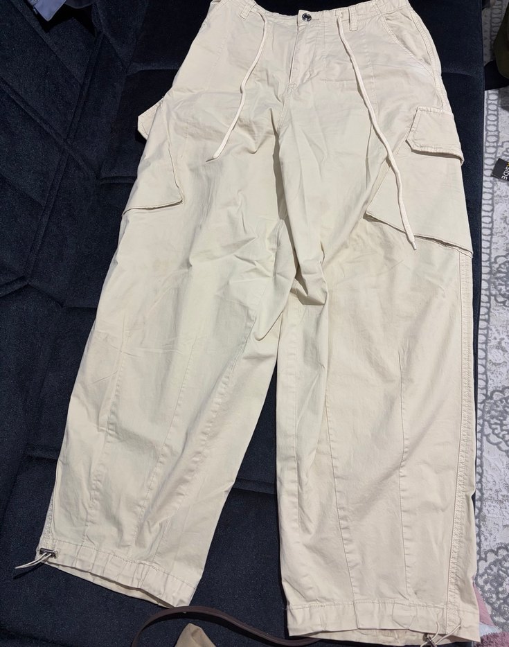 Bej Rahat Kesim Midi Kadın Kot Pantolon - Görsel 3