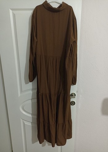 Kadın Kahverengi Uzun terikoton Elbise - Görsel 2