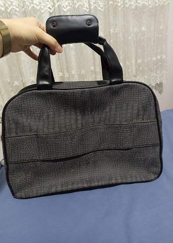 Gri Yılan Desenli Fermuarlı  Evrak Çantası - Görsel 2